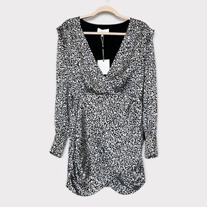 L’Academie Revolve The Joyce Mini Dress Cheetah Medium Satin Black Glam Party